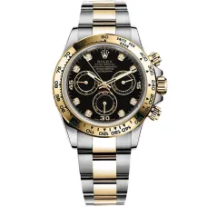 Часы Daytona Steel and Yellow Gold 116523 Black set with Diamonds 020823