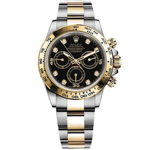 Часы Daytona Steel and Yellow Gold 116523 Black set with Diamonds 020823