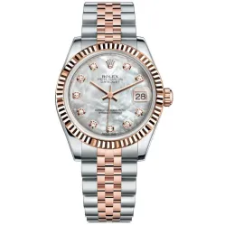Часы Rolex Datejust 31 Everose Rolesor Fluted Bezel Jubilee 178271 mother of pearl diamond dial 020238